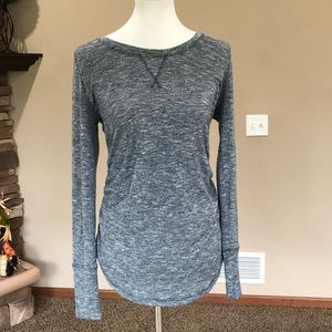 Blue and gray Long sleeve maternity shirt